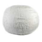 Living Room Decorative Pouf in White Fabric with Double Stitching - Seven Viadurini