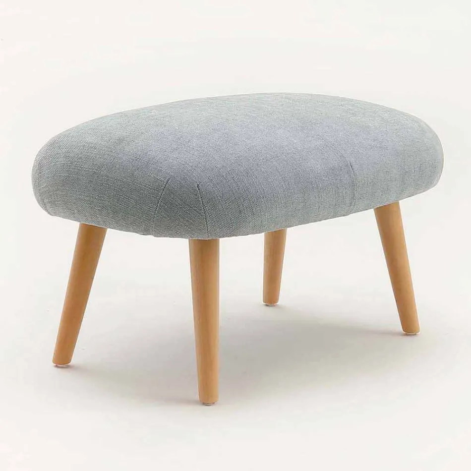 Design pouf in beech wood and modern fabric made in Italy Arezzo Viadurini