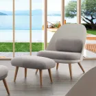 Design pouf in beech wood and modern fabric made in Italy Arezzo Viadurini