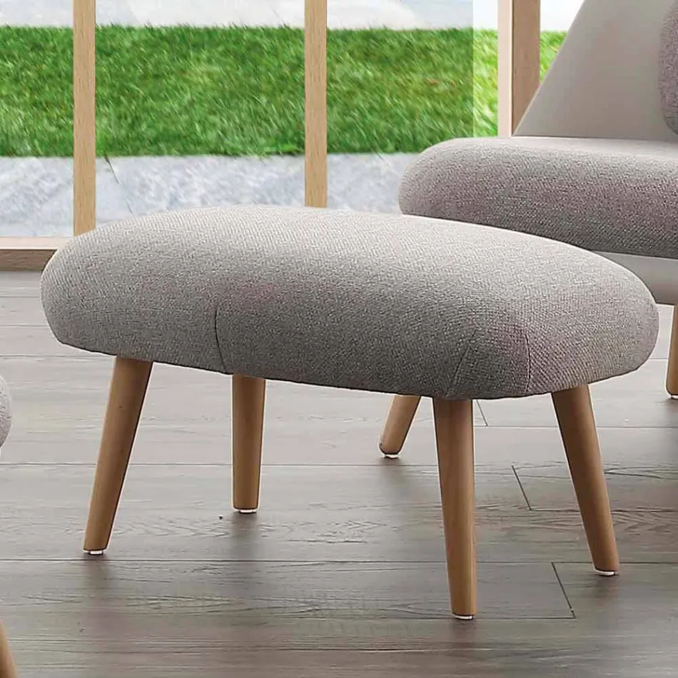 Design pouf in beech wood and modern fabric made in Italy Arezzo Viadurini
