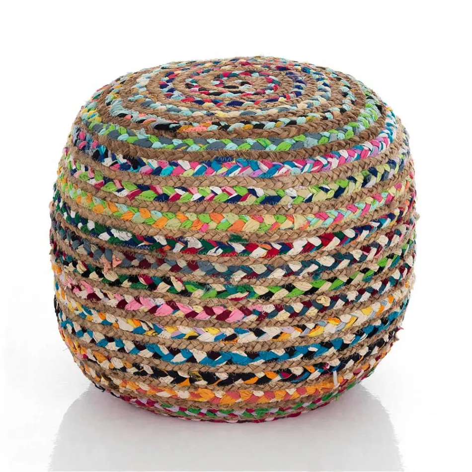 Pouf in Jute and Polystyrene of 2 Different Sizes - Rust Viadurini
