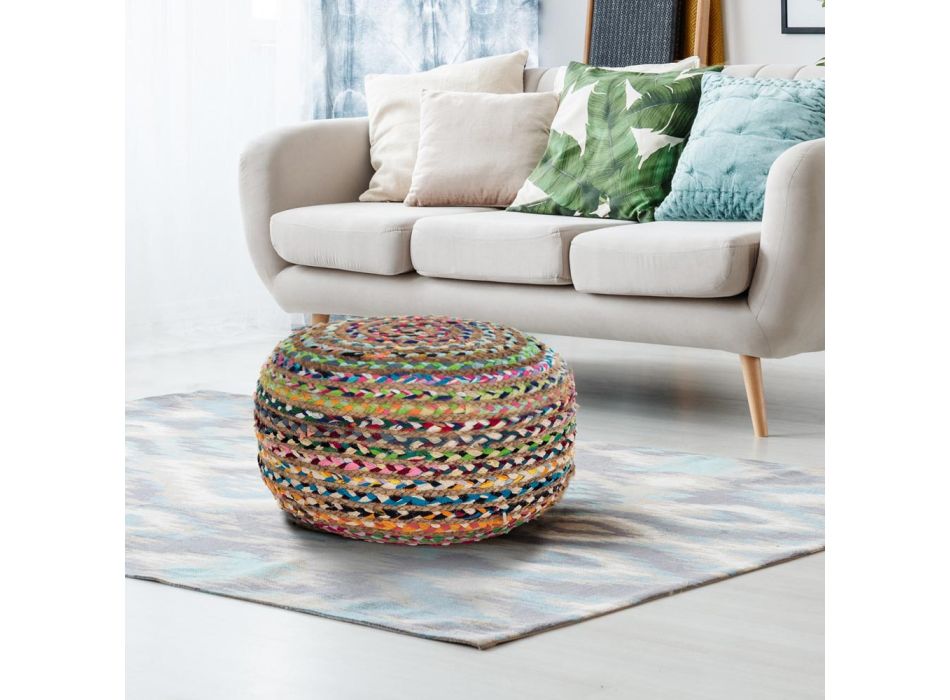 Pouf in Jute and Polystyrene of 2 Different Sizes - Rust Viadurini