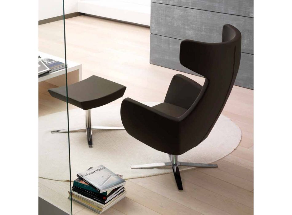 Modern Pouf in Ecoleather and Aluminum, for Office - Clio Viadurini