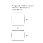 Soft Square Pouf for Indoor and Outdoor use in Various Colors Fabric - Naemi Viadurini