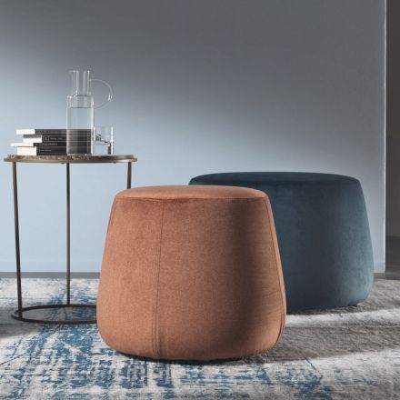 Soft Round Living Room Pouf in Colored Velvet 3 Sizes - Evelyne Viadurini