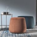Soft Round Pouf for Living Room in Colored Velvet 3 Dimensions - Evelyne