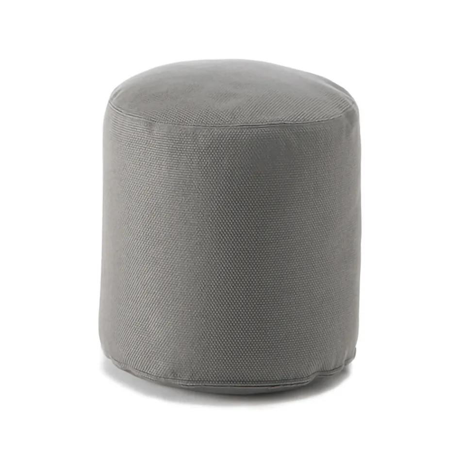 Soft Round Pouf for Indoor or Outdoor Living Room in Colored Fabric - Naemi Viadurini