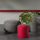 Soft Round Pouf for Indoor or Outdoor Living Room in Colored Fabric - Naemi Viadurini