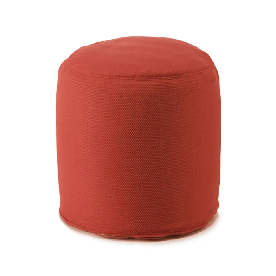 Soft Round Pouf for Indoor or Outdoor Living Room in Colored Fabric - Naemi Viadurini