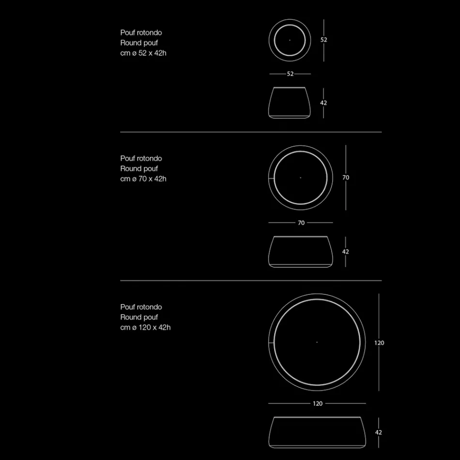 Round Ottoman Pouf for the Living Room in Colored Chenille 3 Sizes - Evelyne Viadurini