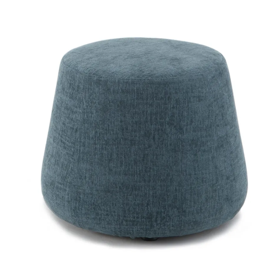 Round Ottoman Pouf for the Living Room in Colored Chenille 3 Sizes - Evelyne Viadurini
