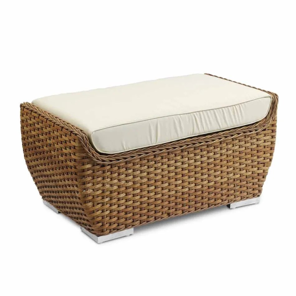 Pouf Outdoor Bench in Woven Synthetic Rattan Luxury Design - Yves Viadurini