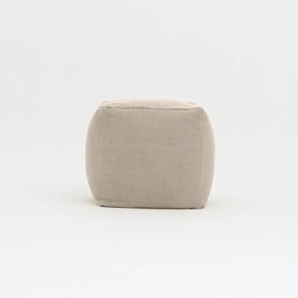 Pouf for the Garden in Outdoor Fabric Color Melange Beige - Maestrale Viadurini