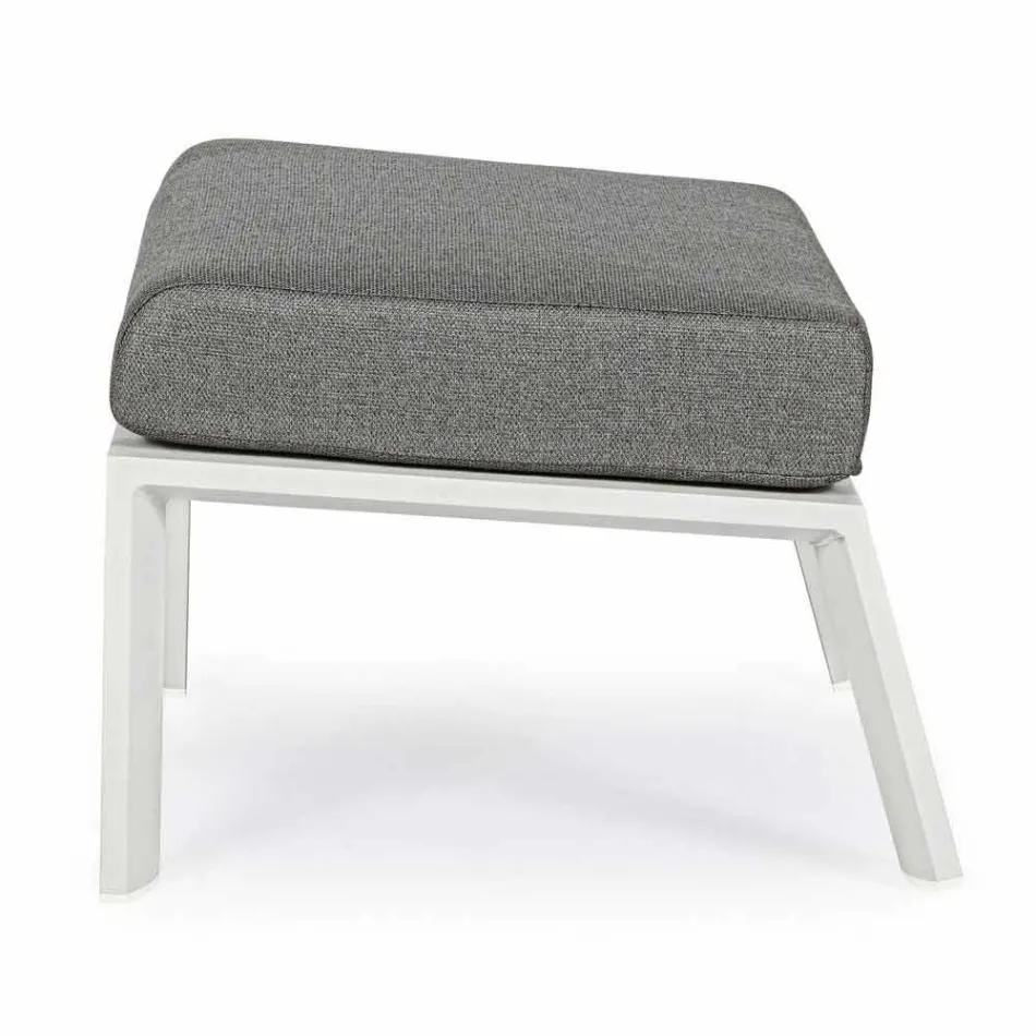 Pouf Footrest in Removable Fabric and Painted Aluminum - Nathy Viadurini
