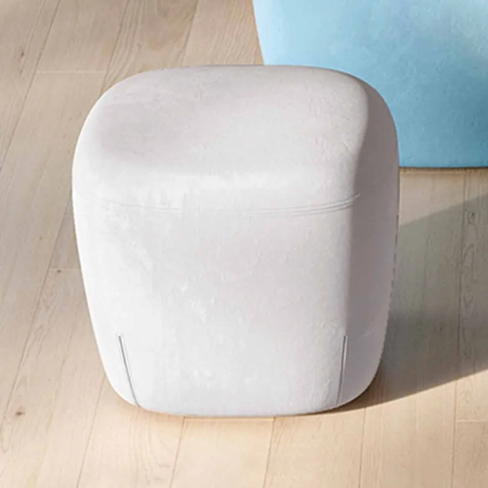 Pouf Square Footrest Padded and Covered in Fabric Made in Italy - Marli Viadurini