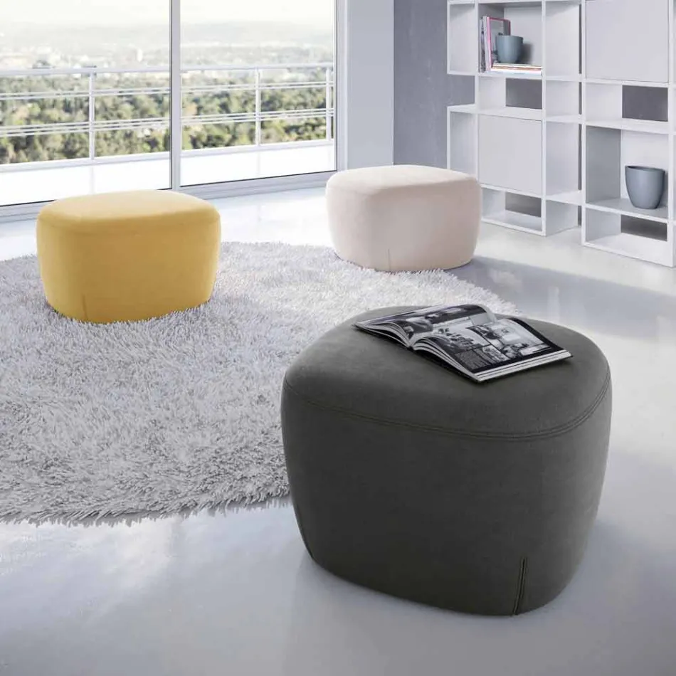 Pouf Square Footrest Padded and Covered in Fabric Made in Italy - Marli Viadurini
