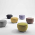Round Footrest Pouf Covered in Fabric Made in Italy - Gigno