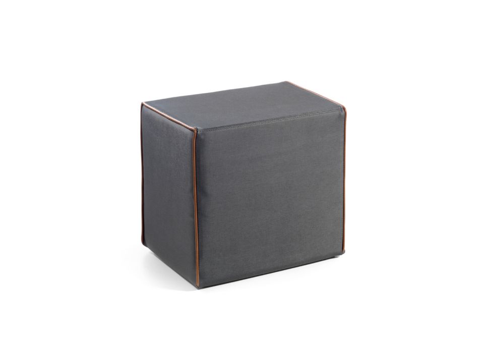 Rectangular Upholstered Pouf in Fabric and Contrasting Edge Made in Italy - Boreale Viadurini