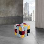 Pouf Covered in Fabric with Patchwork Technique - Bromo Viadurini
