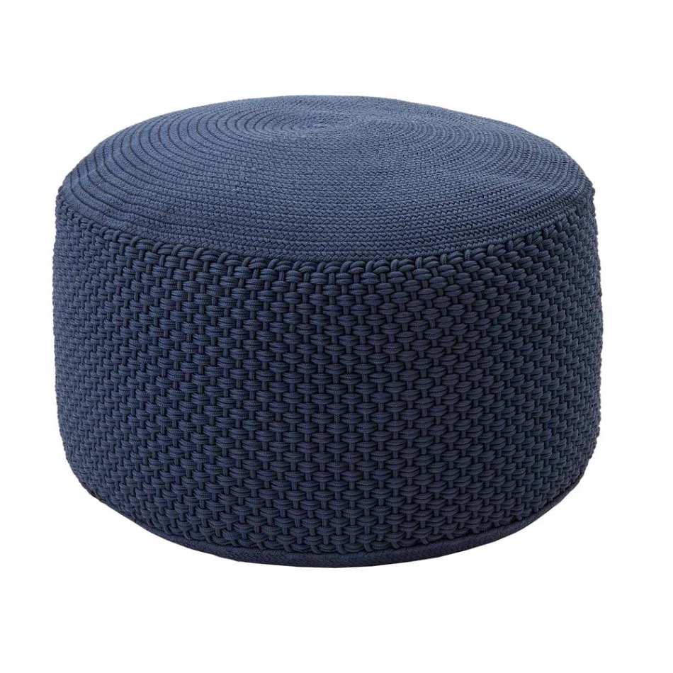 Round Garden Pouf in Polypropylene in 3 Colors Made in Italy - Francisco Viadurini