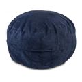 Round Pouf for Living Room in Removable and Washable Blue Velvet - Mora