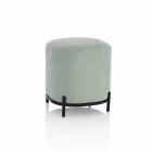 Modern Design Round Pouf for Living Room in Mint Green Fabric - Ambrogia Viadurini