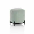 Round Pouf for Living Room in Green or Gray Fabric Modern Design - Ambrogia