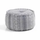 Round Pouf of Ethnic Design in Patchwork Fabric or Velvet - Fiber Viadurini