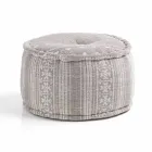 Round Pouf of Ethnic Design in Patchwork Fabric or Velvet - Fiber Viadurini