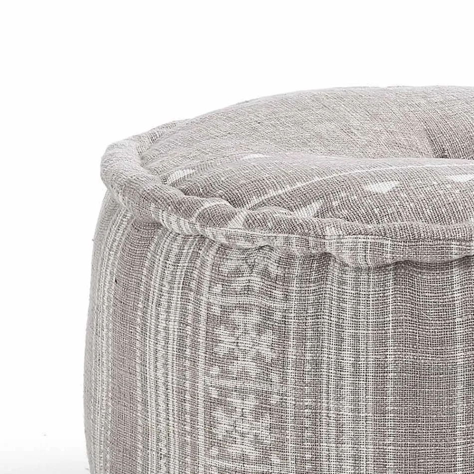 Round Pouf of Ethnic Design in Patchwork Fabric or Velvet - Fiber Viadurini