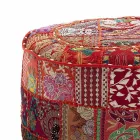 Round Pouf of Ethnic Design in Patchwork Fabric or Velvet - Fiber Viadurini