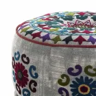 Round Pouf of Ethnic Design in Patchwork Fabric or Velvet - Fiber Viadurini