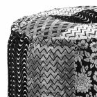 Round Pouf of Ethnic Design in Patchwork Fabric or Velvet - Fiber Viadurini