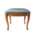 Classic Style Pouf in Walnut Wood and Fabric Made in Italy - Luxury Viadurini