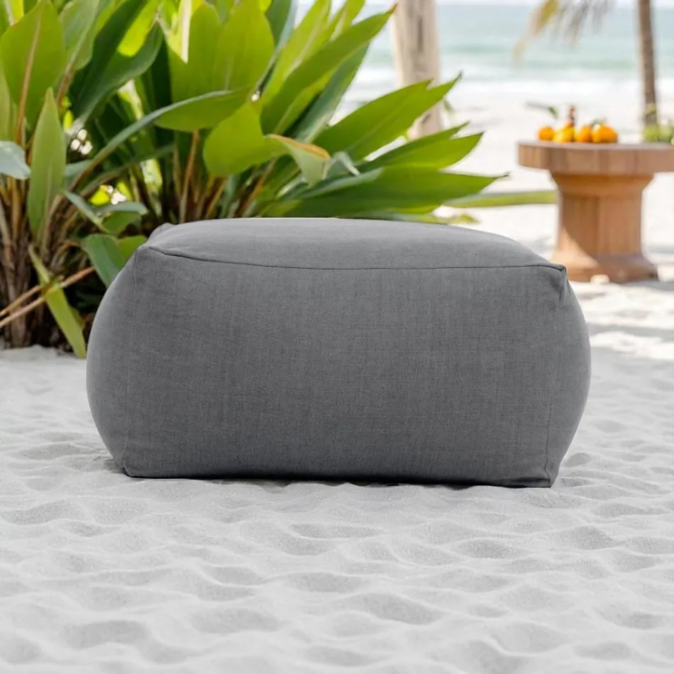 Pouf Garden Table in Outdoor Fabric Anthracite Color - Maestrale Viadurini