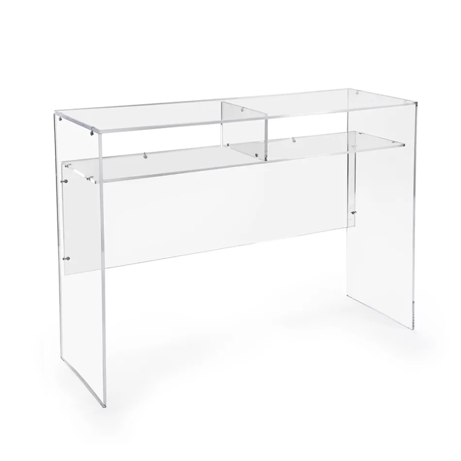 Practical Freestanding Desk in Transparent Plexiglass Made in Italy - Ghea Viadurini