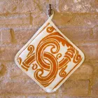 Potholders of Italian Art in Pure Linen with Hand Print Single Piece - Brands Viadurini