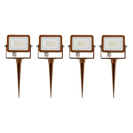 4 Pieces Corten Aluminum Outdoor Led Spotlight Projector - Light Blue Viadurini