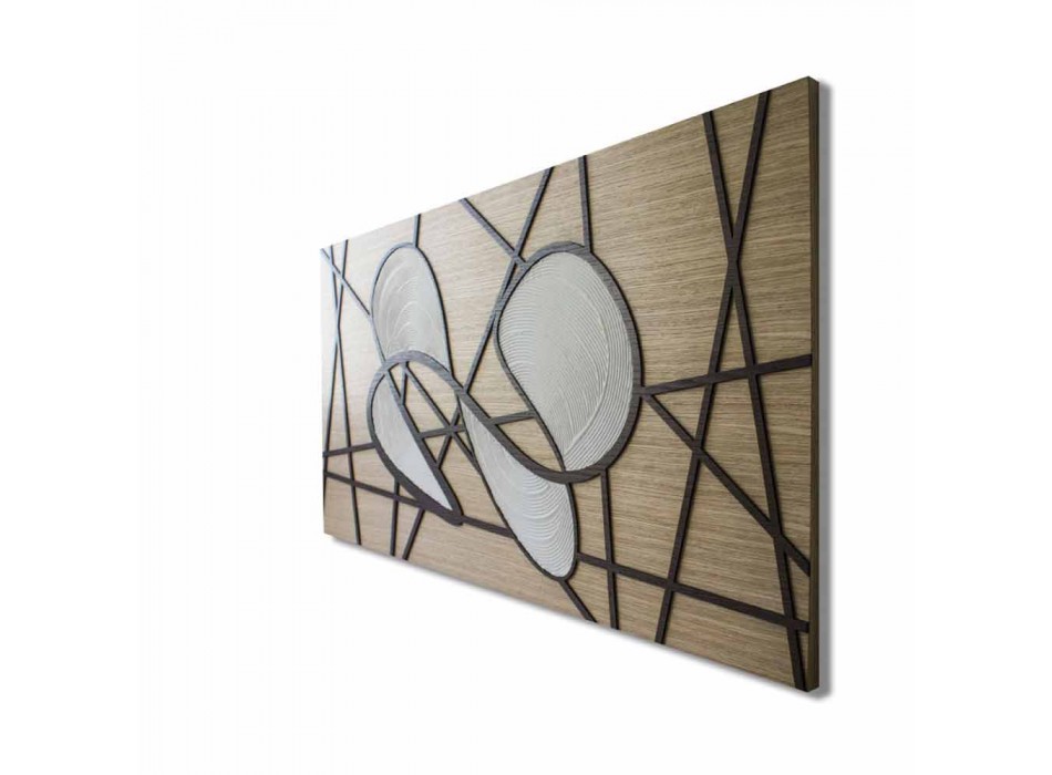 120x60 Framework in Oak and White Body Worked by Hand and Bas Reliefs - Sambuca Viadurini