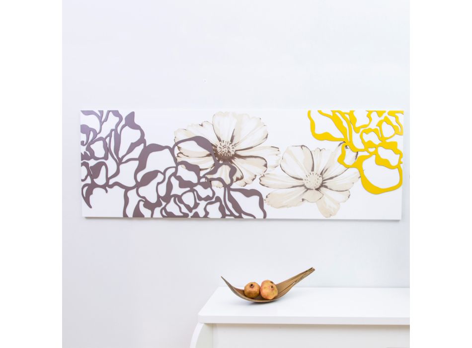 Painting with Peony Flowers Made with Laser Made in Italy - Freya Viadurini