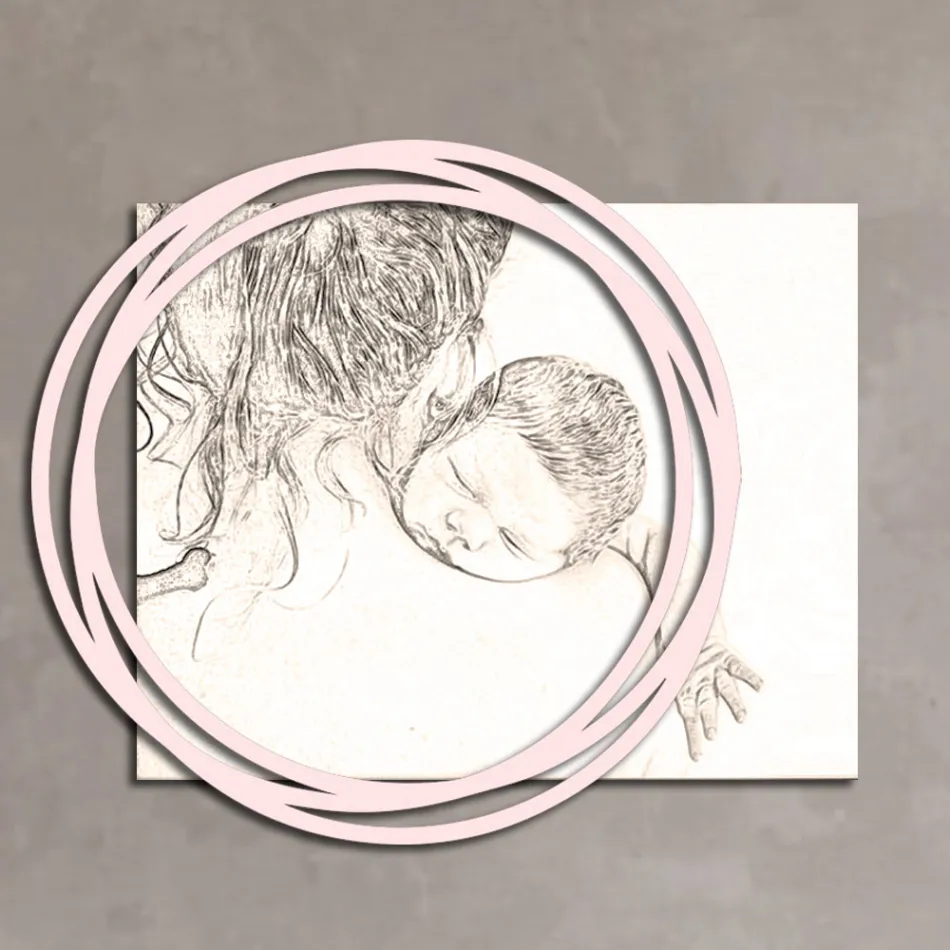 Wooden Picture with Print of Woman with Child Made in Italy - Taiwan Viadurini