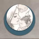 Wooden picture with print of a united family Made in Italy - Canada Viadurini