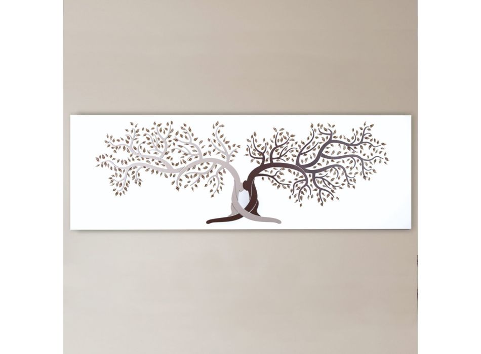 Laser Engraved Picture with 2 Intertwined Trees Made in Italy - Deide Viadurini