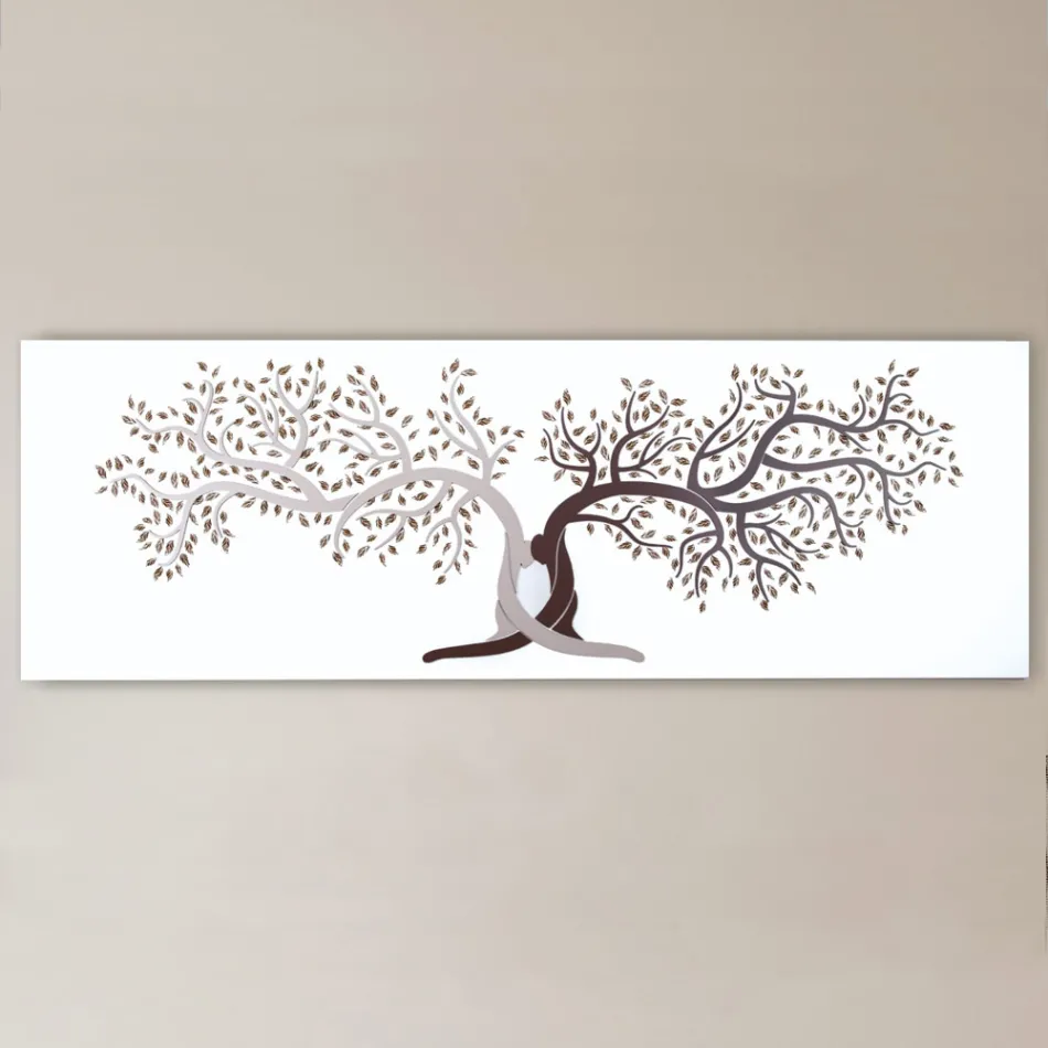 Laser Engraved Picture with 2 Intertwined Trees Made in Italy - Deide Viadurini