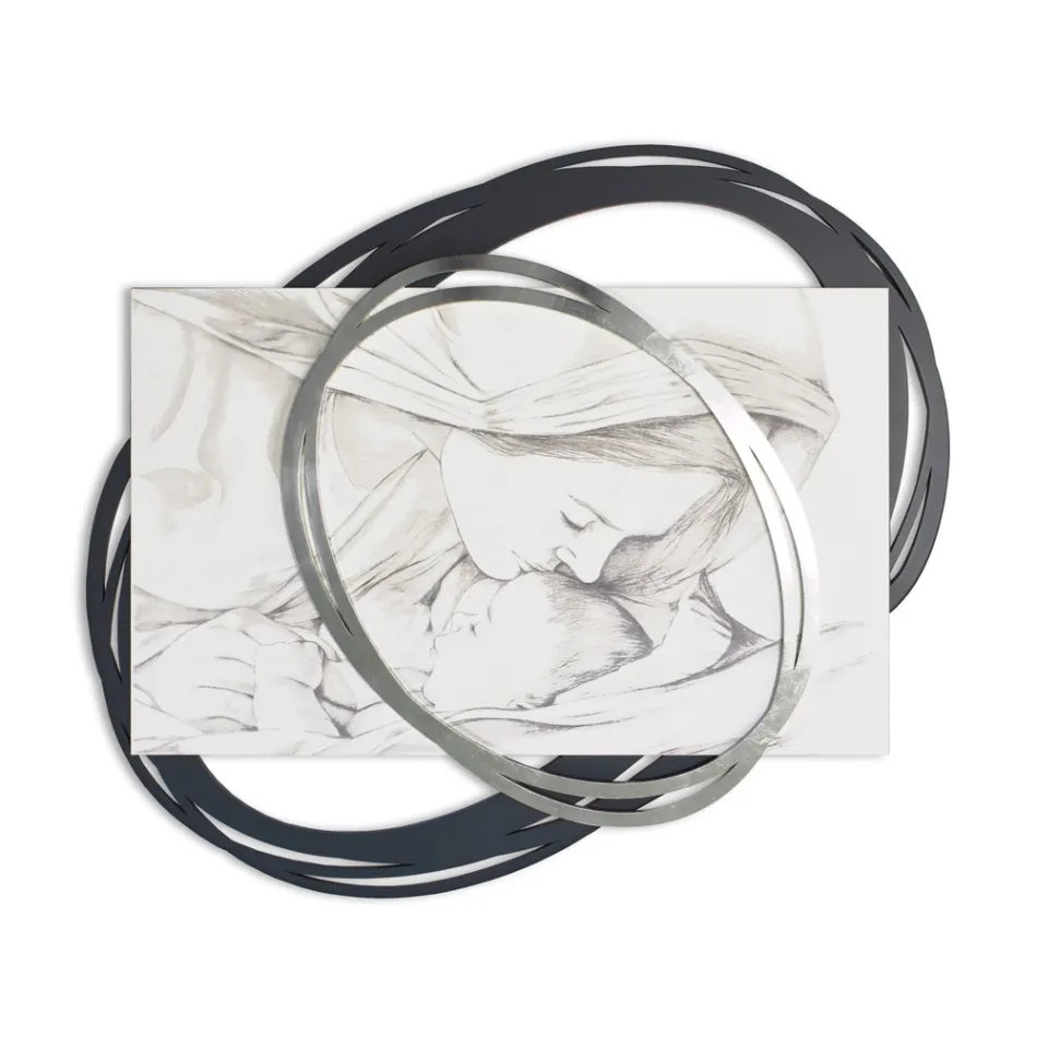 Laser Engraved Picture with Mary's Kiss to Jesus Made in Italy - Sylvie Viadurini