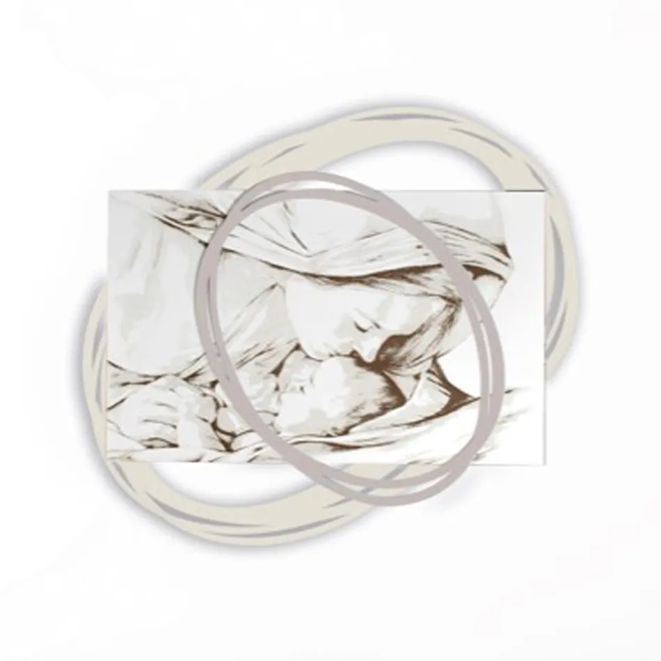 Laser Engraved Picture with Mary's Kiss to Jesus Made in Italy - Sylvie Viadurini