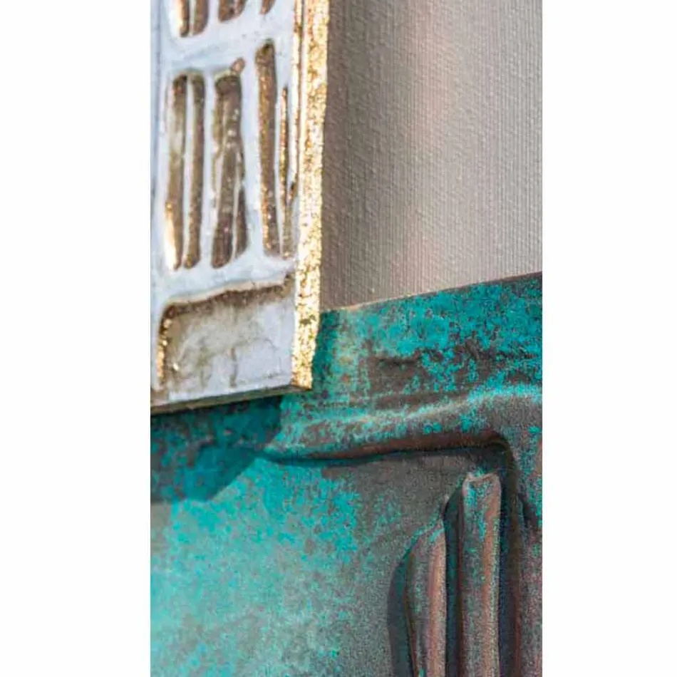 Modern painting with taupe canvas and eight elements textural Andrew Viadurini