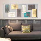 Modern painting with taupe canvas and eight elements textural Andrew Viadurini