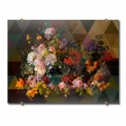 Modern Glass Wall Picture with Floral Print Made in Italy - Ganza Viadurini