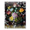 Modern Glass Wall Picture with Floral Print Made in Italy - Ganza